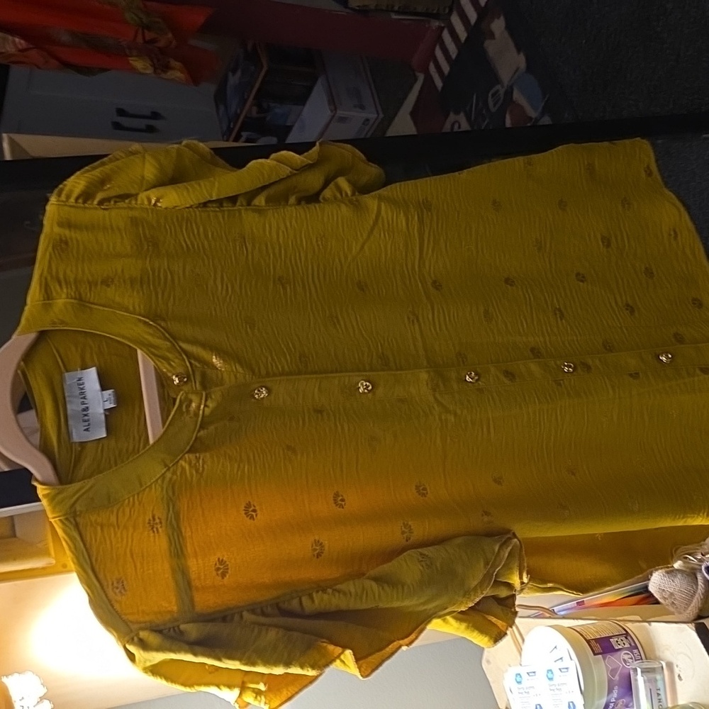 Mustard Color Blouse Ruffle On Both Sleeve